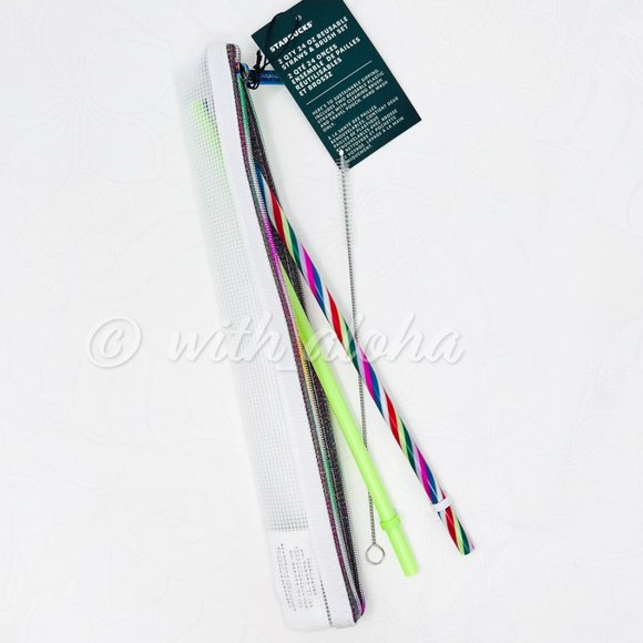 🌹SALE🌹NEW Starbucks 2 Reusable 24oz Straws & Brush SET - Picture 4 of 10